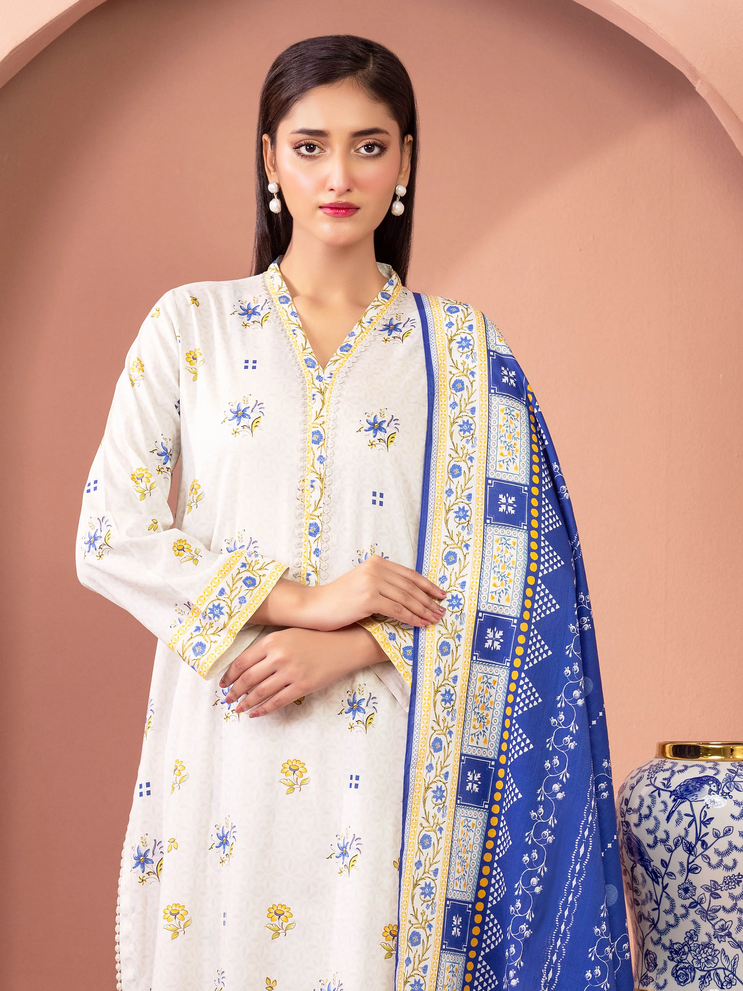 Printed Lawn Suit - EWU5A1-35612-3P - Image 3
