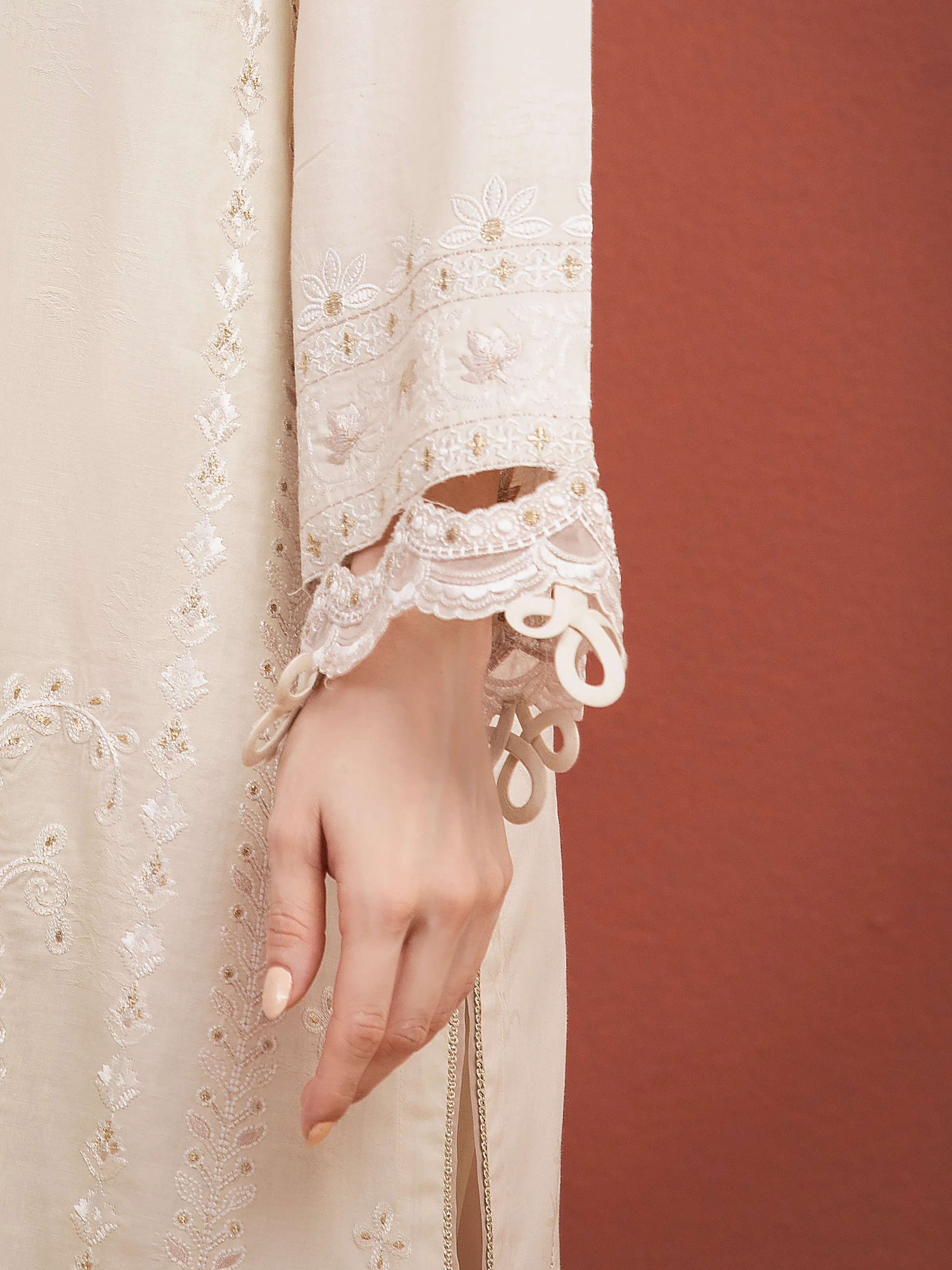 Embroidered Jacquard Suit - EWU5V3-31156-3P - Image 4