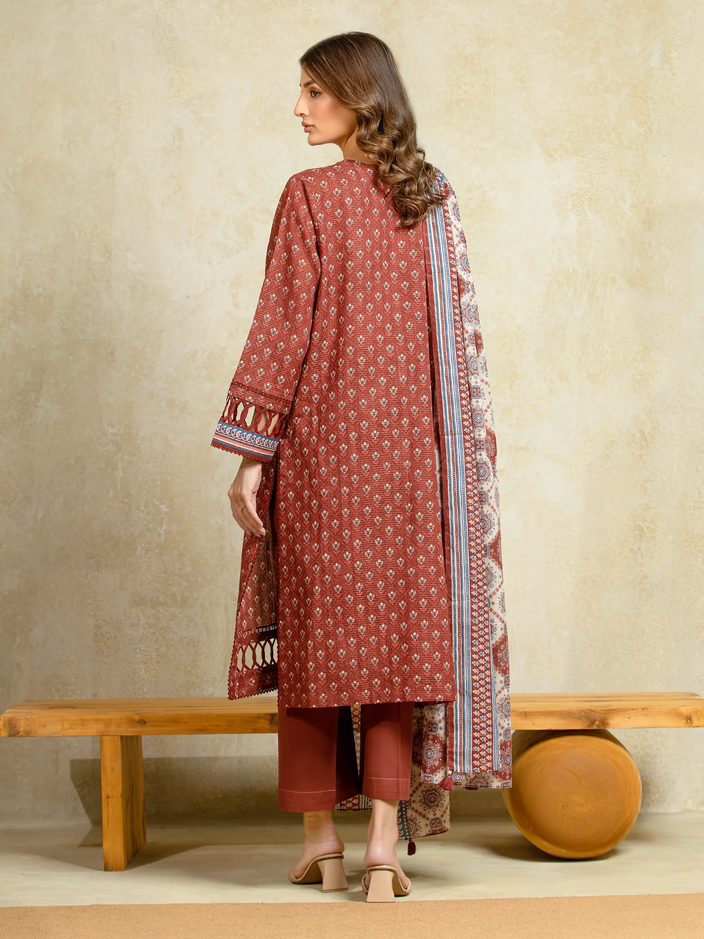 Printed Zari Lawn Suit - EWU5M6-022-3P - Image 5