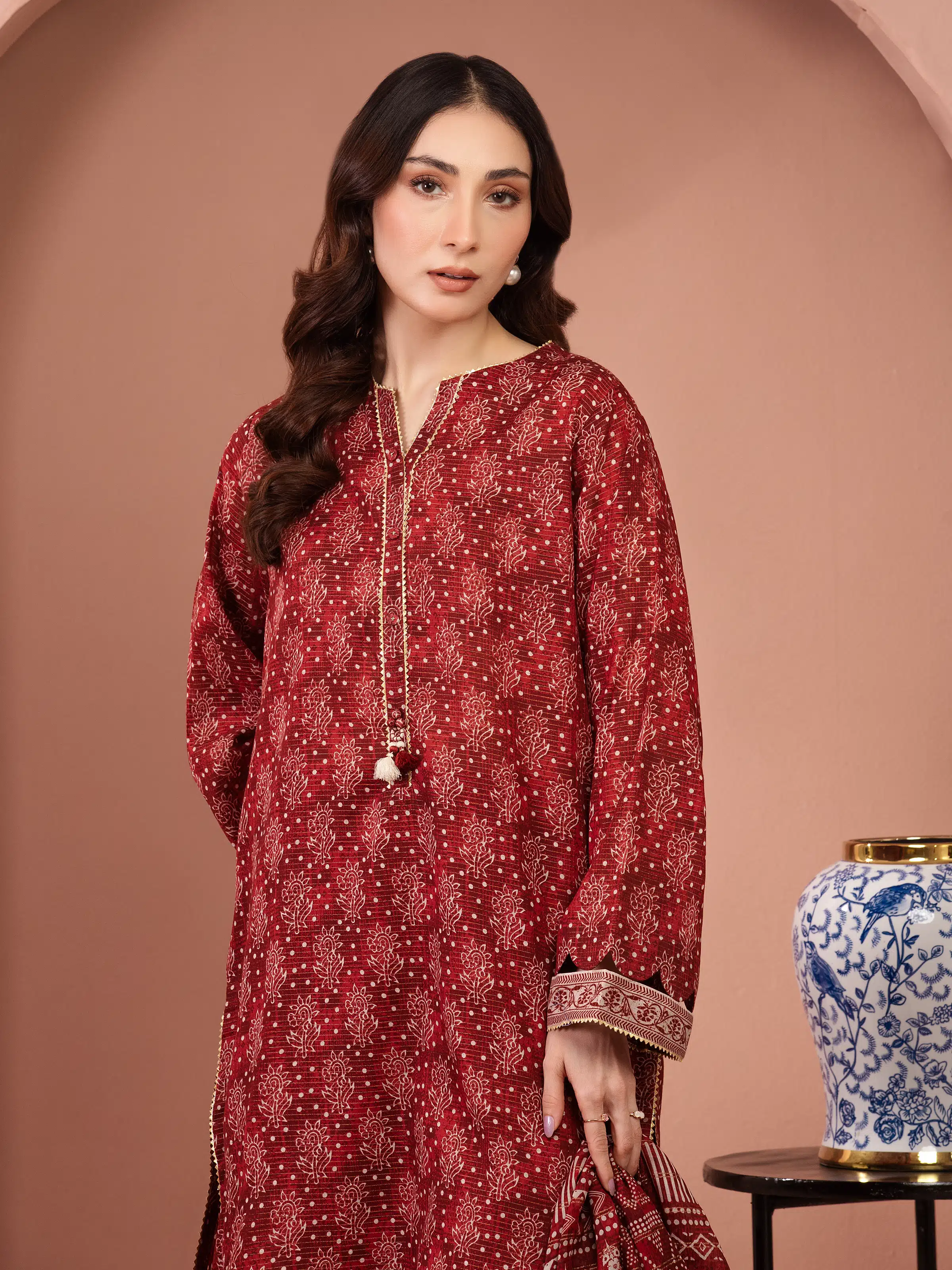 Printed Zari Lawn Suit - EWU5M6-020-3P - Image 3