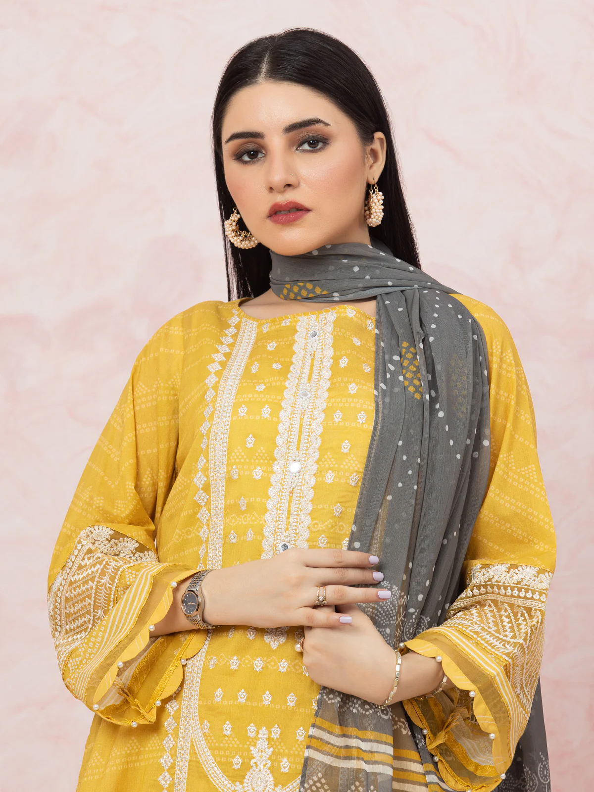 Embroidered Lawn Shirt - EWU22V1-26548S - Image 4