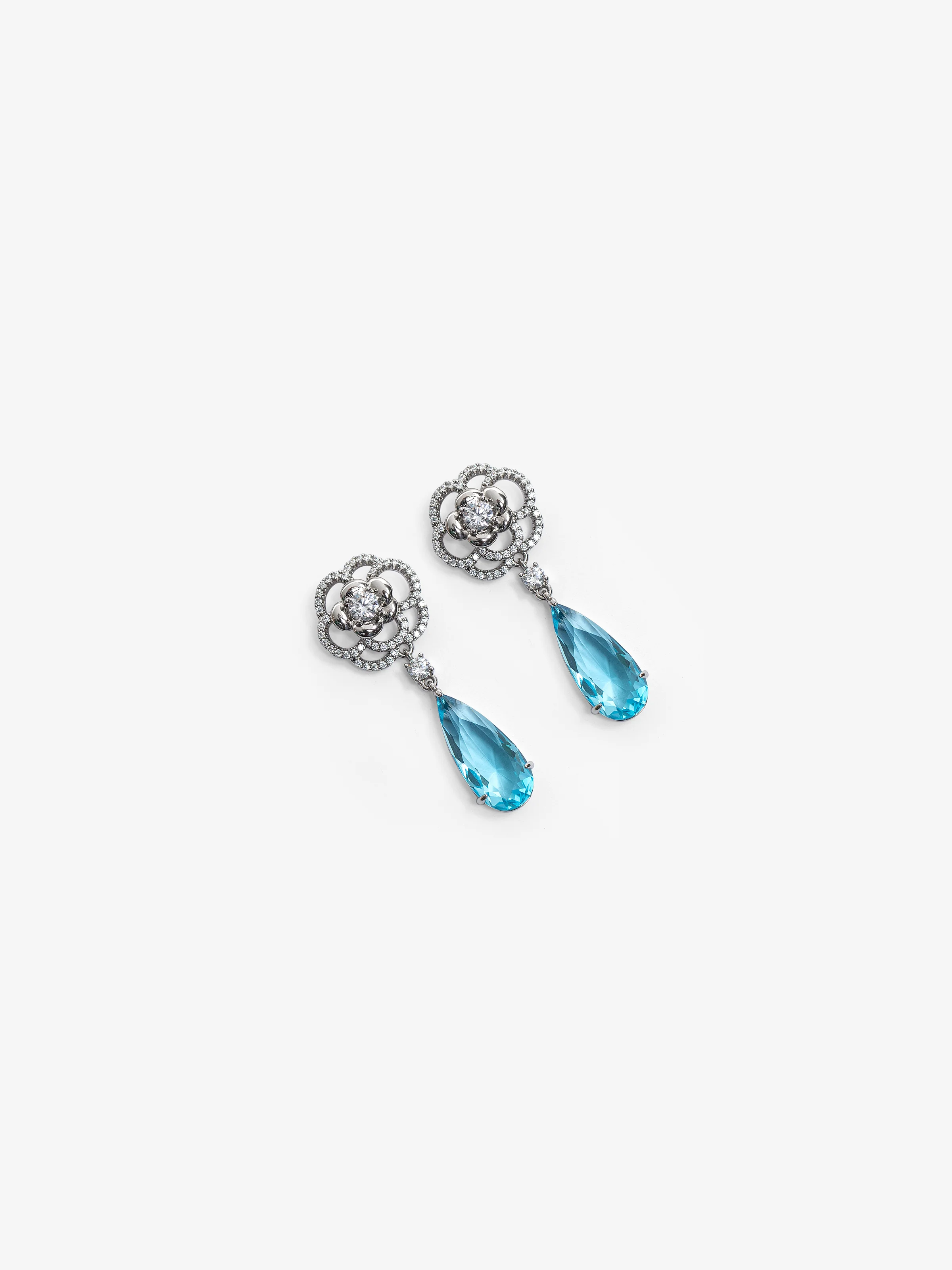 Floral Crystal Drop Earrings - EAWE5-007