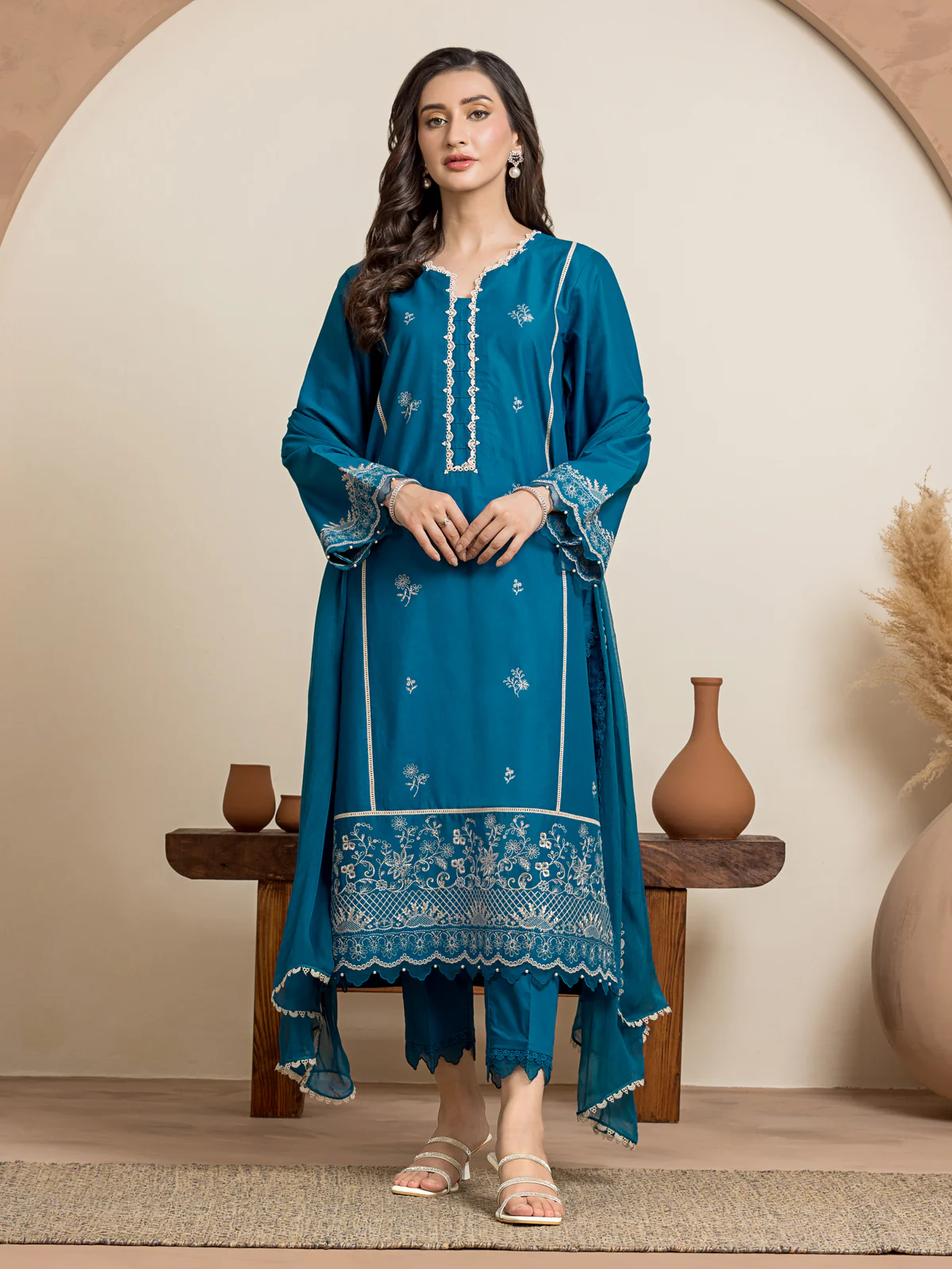 Embroidered Cambric Suit - EWU24V2-30057-3P