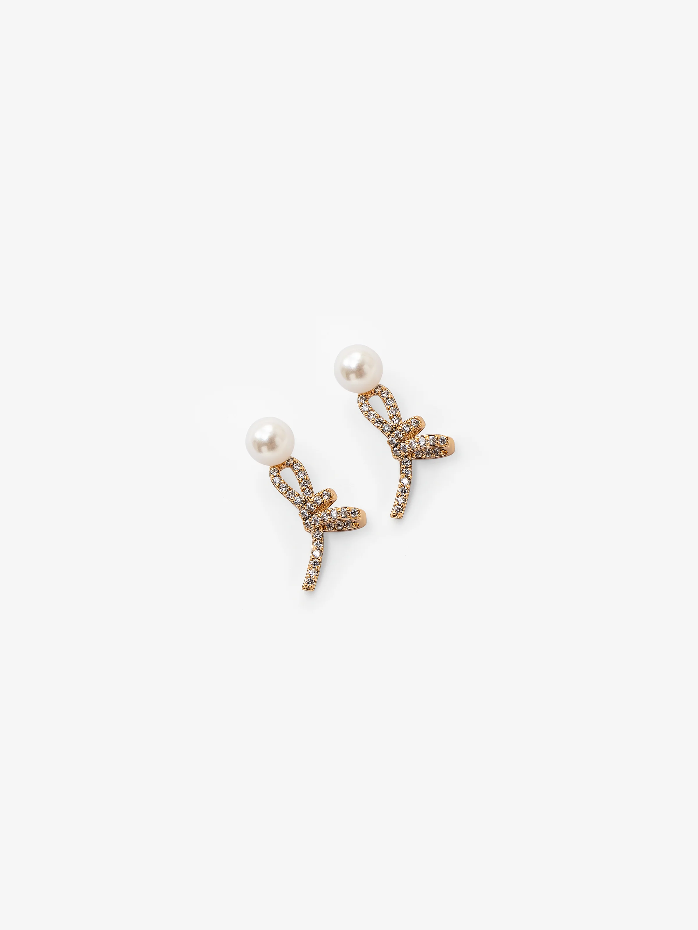 Gold Tone Pearl Earrings - EAWE5-060