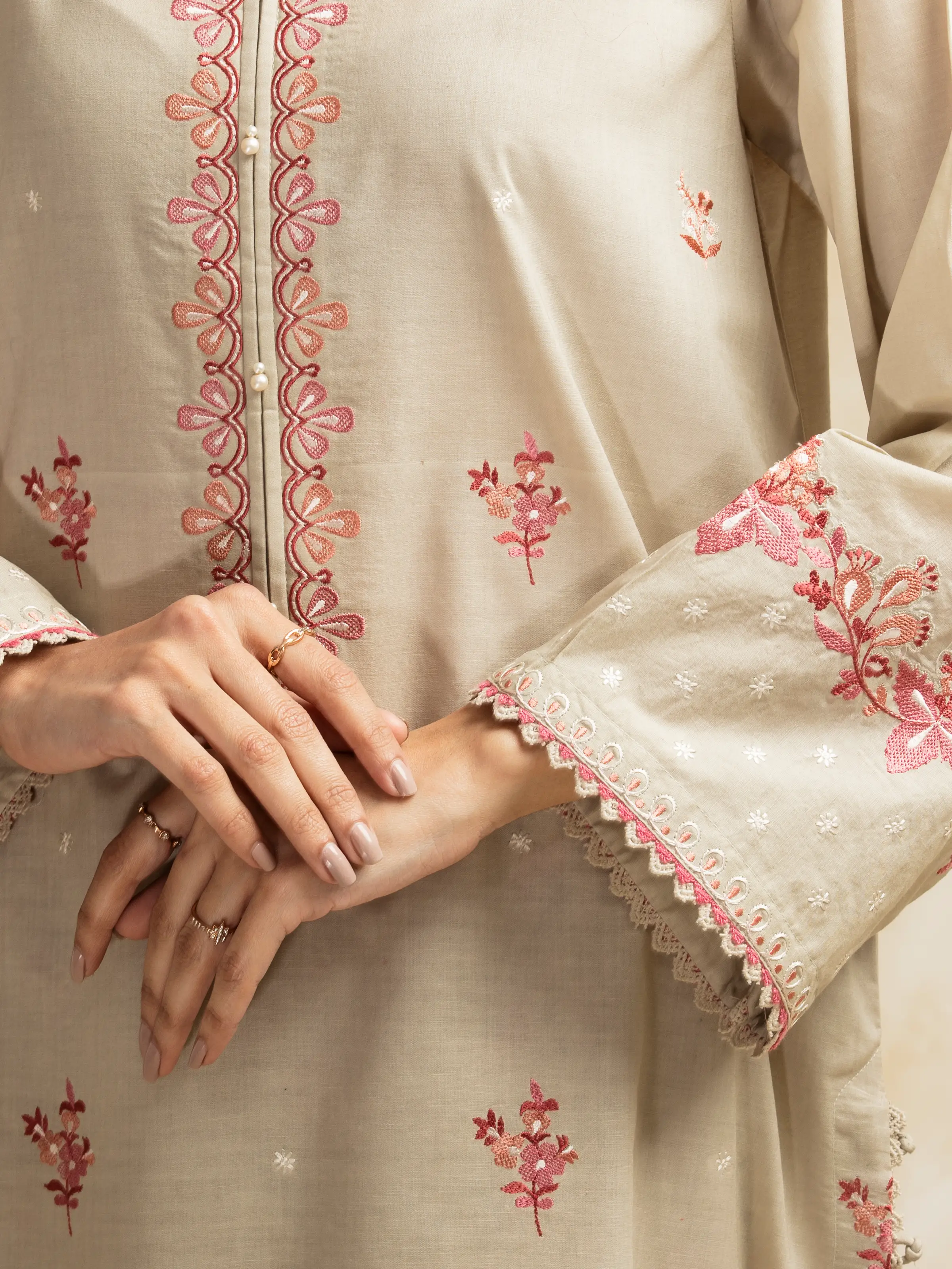 Embroidered Cambric Suit - EWU5V2-31032-3P - Image 5