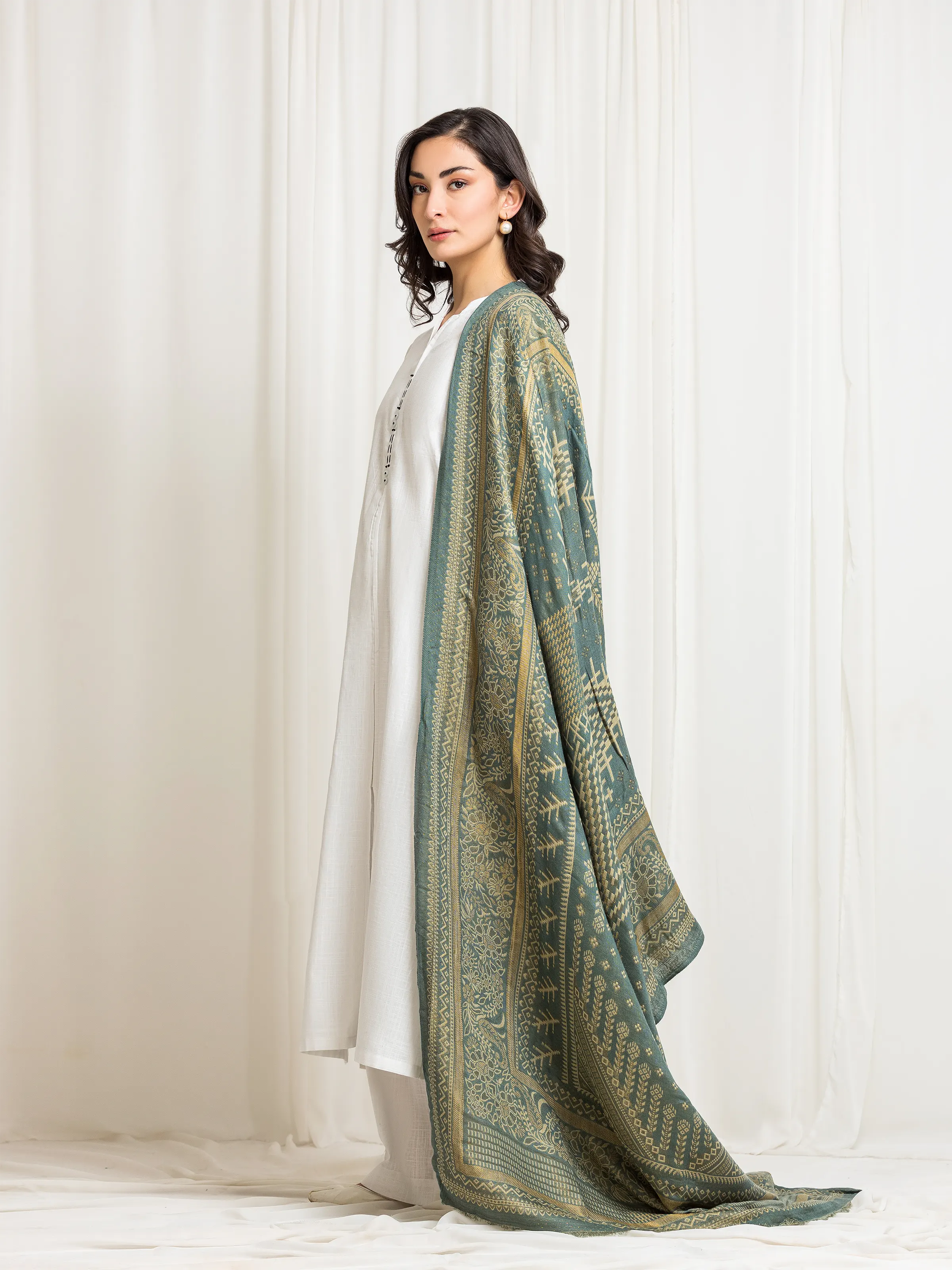 Pashmina Jacquard Zari Shawl - EWMSJ5-001 - Image 3