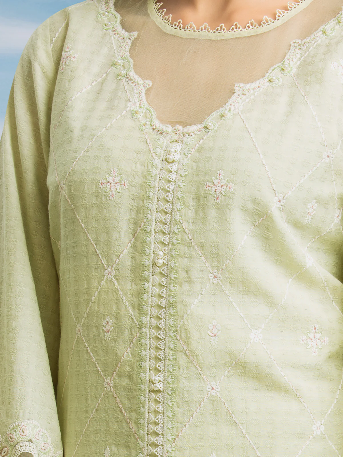 Embroidered Dobby Shirt Trouser - EWU24V7-28635ST - Image 5