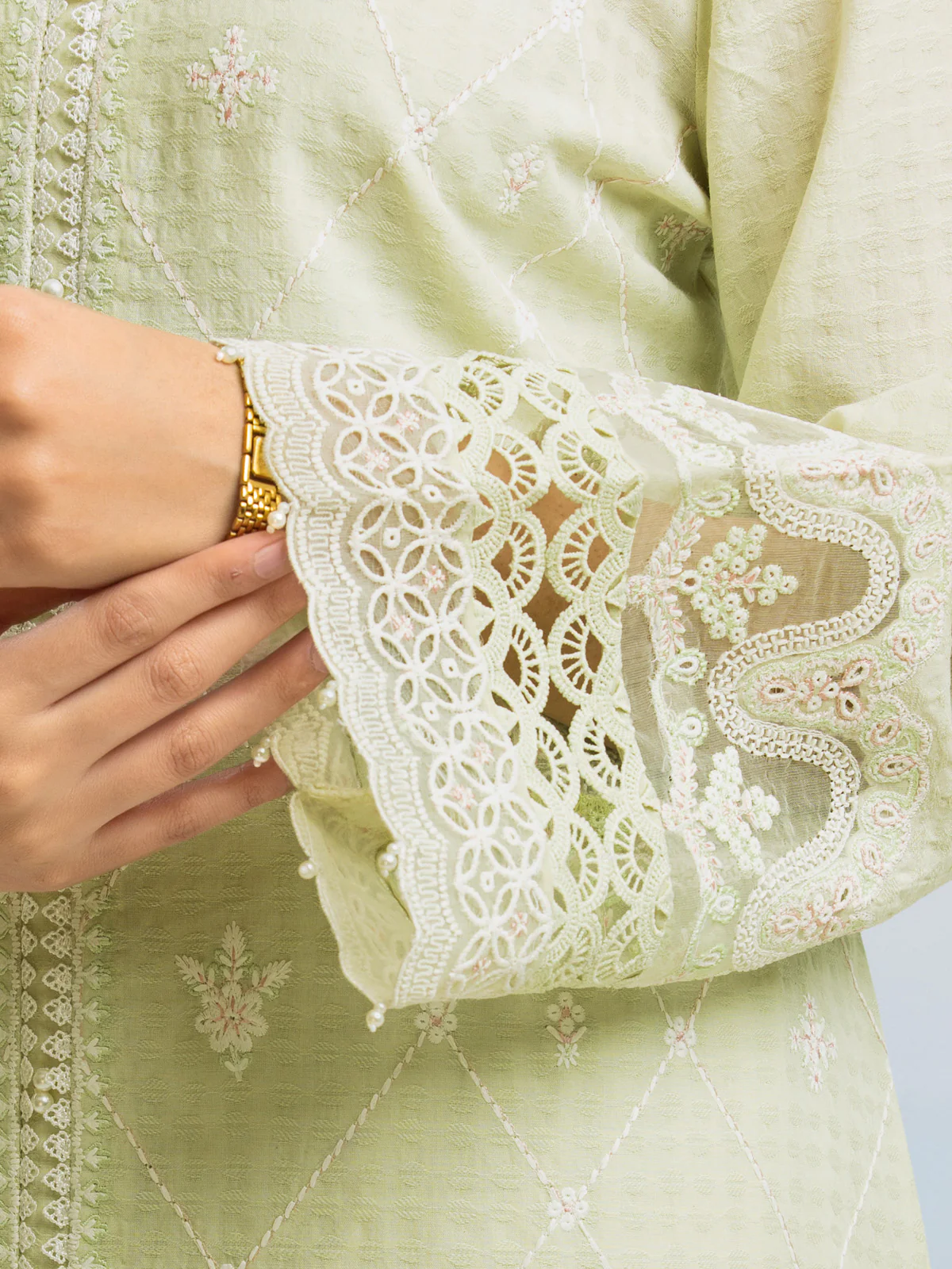 Embroidered Dobby Shirt Trouser - EWU24V7-28635ST - Image 6