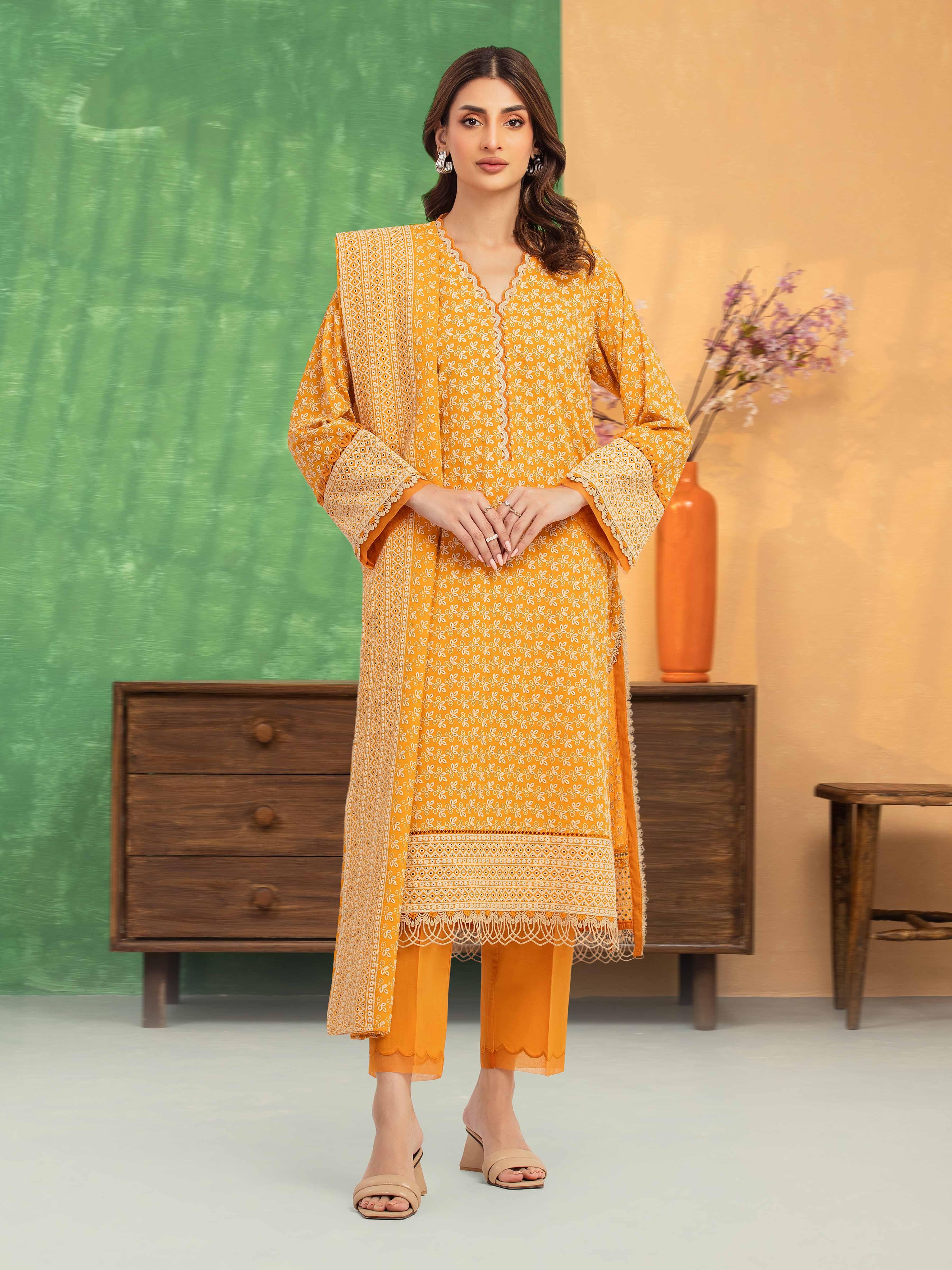 Embroidered Cambric Suit - EWU5V2-31839-3P