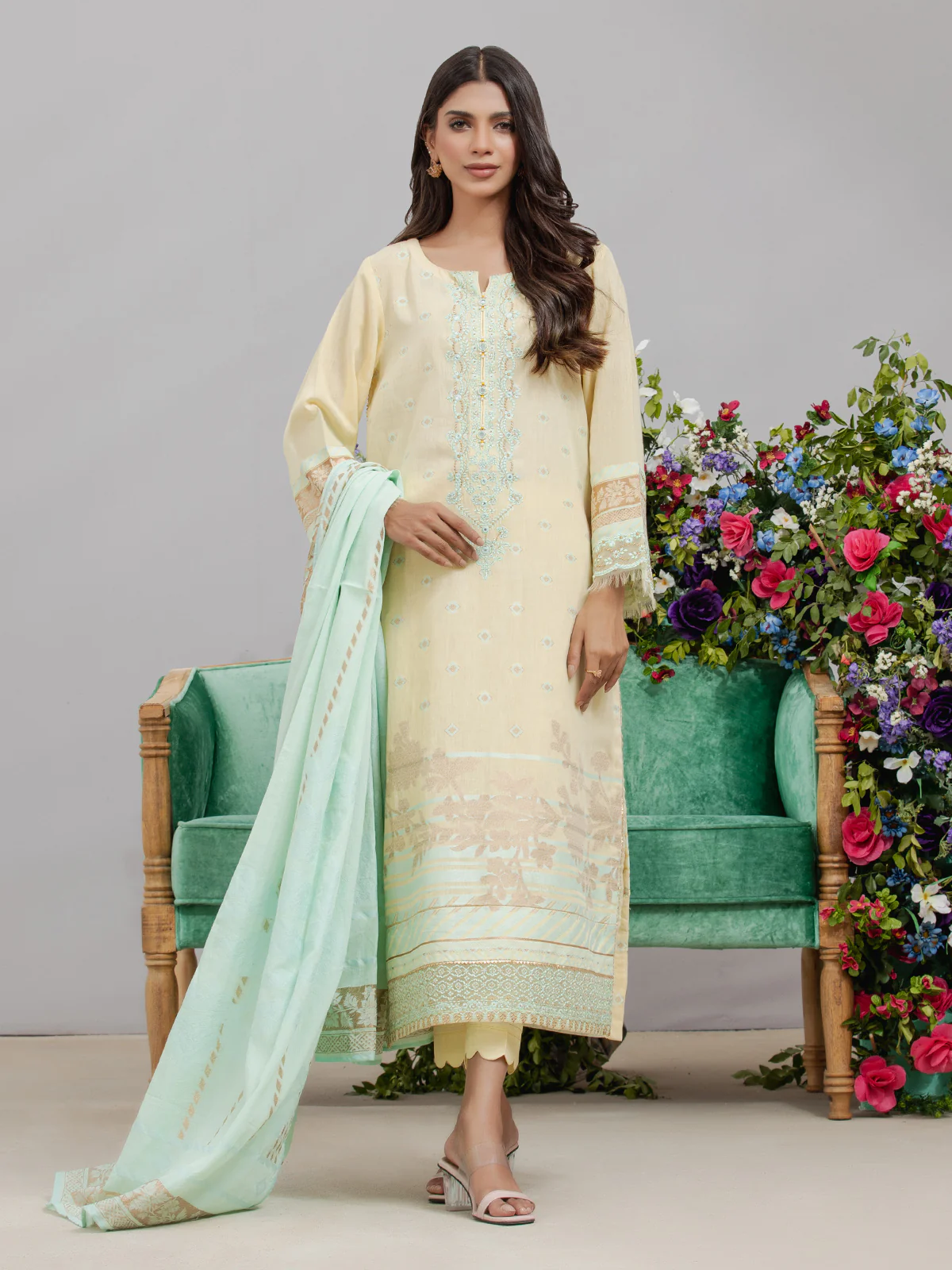 Embroidered Jacquard Suit - EWU24V3-26732-3P