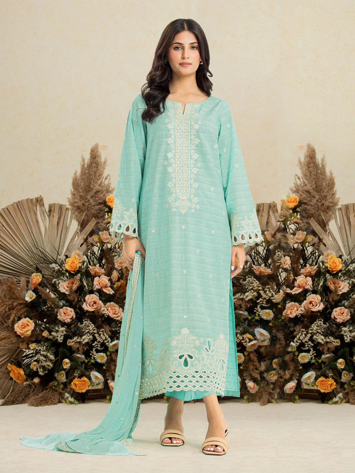 Embroidered Jacquard Suit - EWU24V3-30023-3P