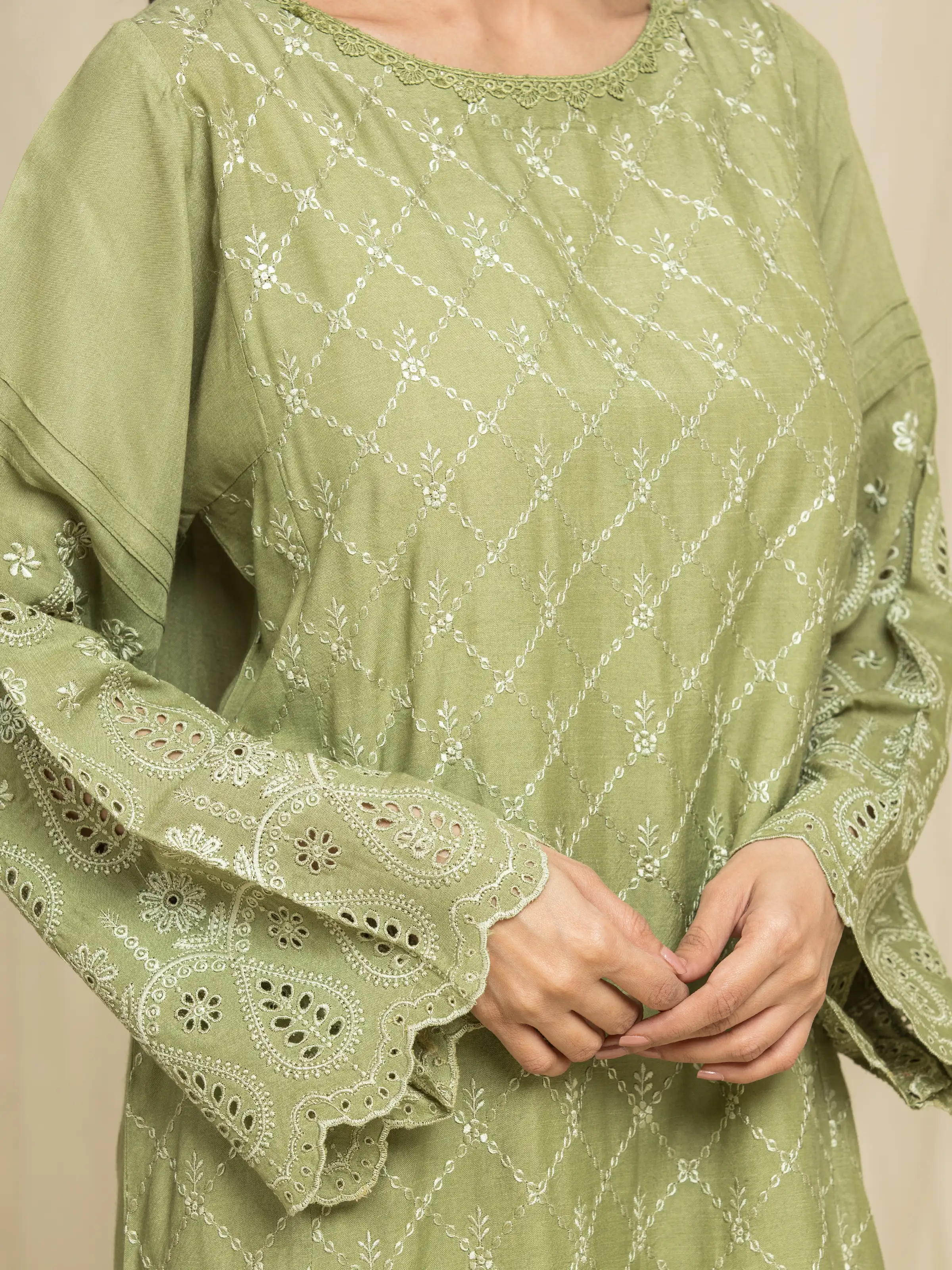 Embroidered Silk Suit - EWU24V16-30101 - Image 3