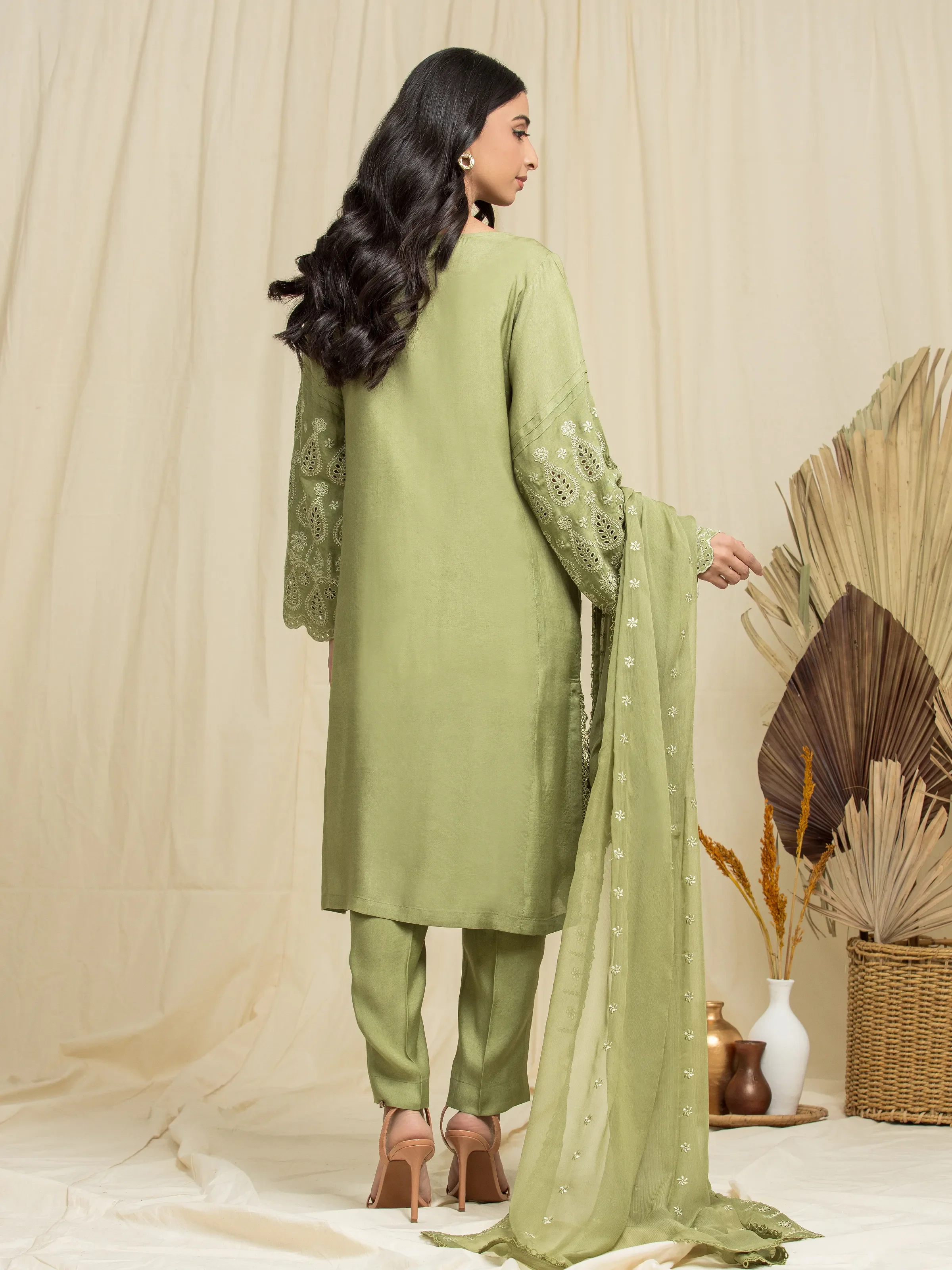 Embroidered Silk Suit - EWU24V16-30101 - Image 4