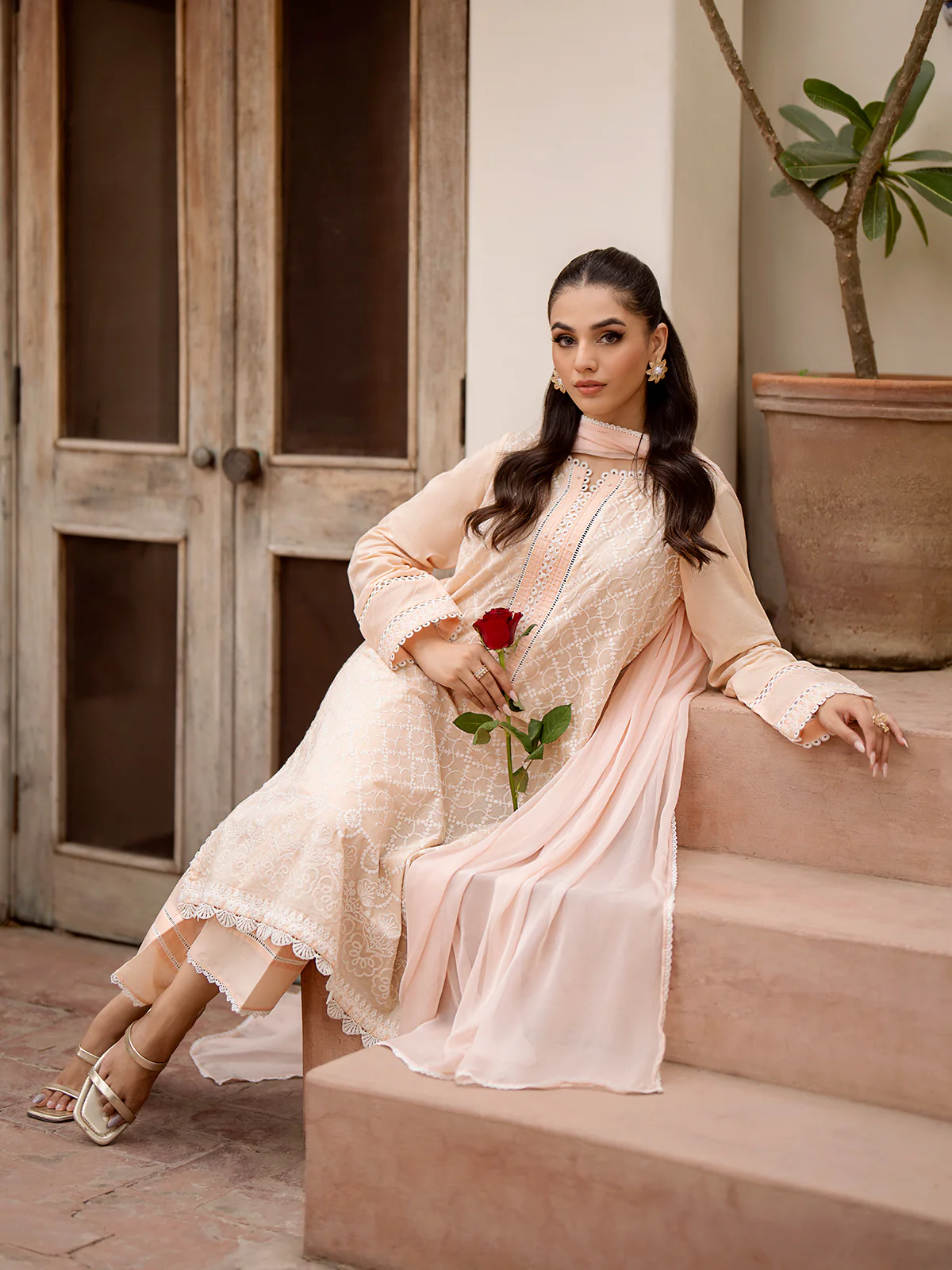Embroidered Cambric Suit - EWU24V2-28618-3P - Image 4