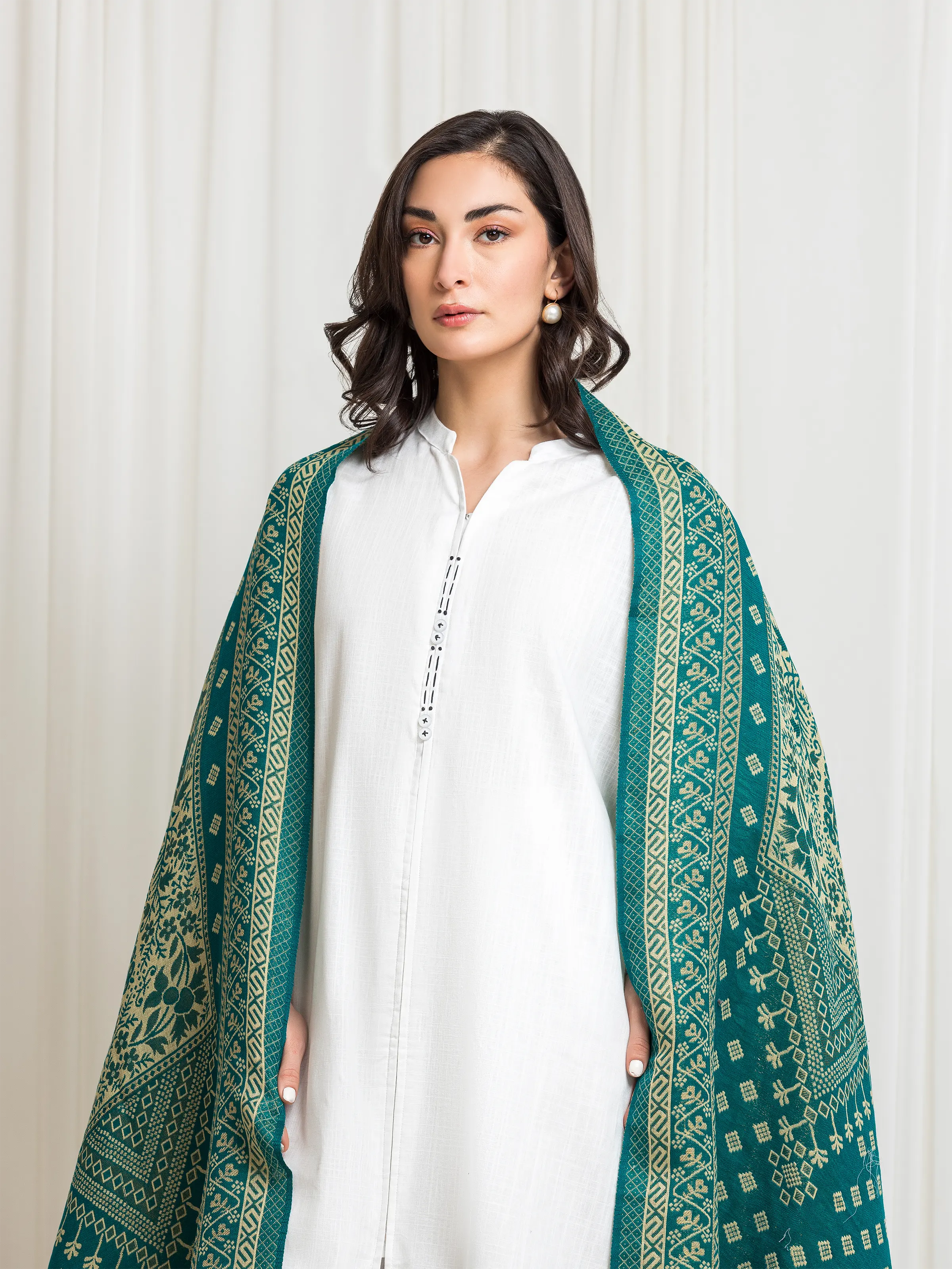 Pashmina Jacquard Zari Shawl - EWMSJ5-003 - Image 2