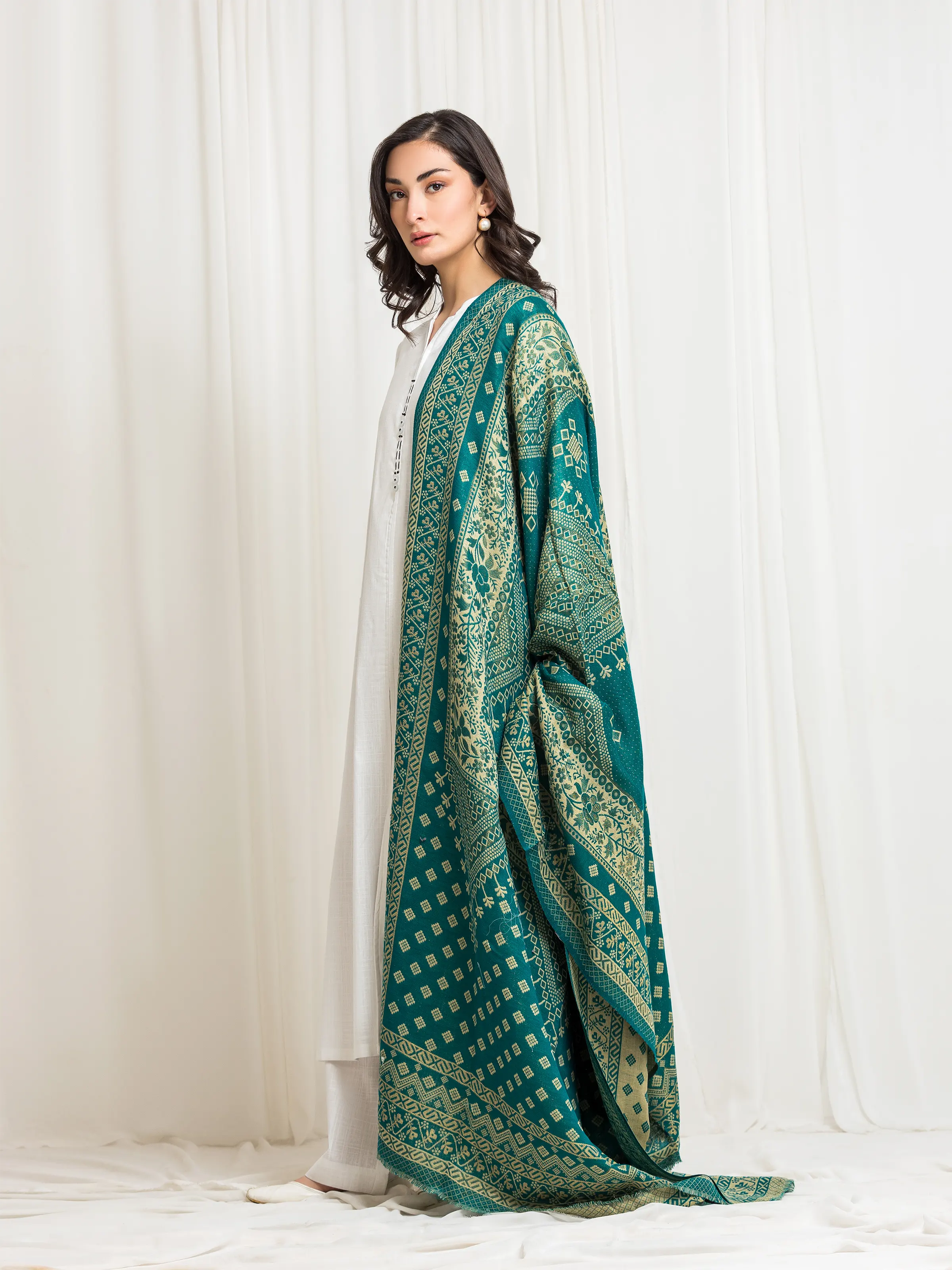 Pashmina Jacquard Zari Shawl - EWMSJ5-003 - Image 3